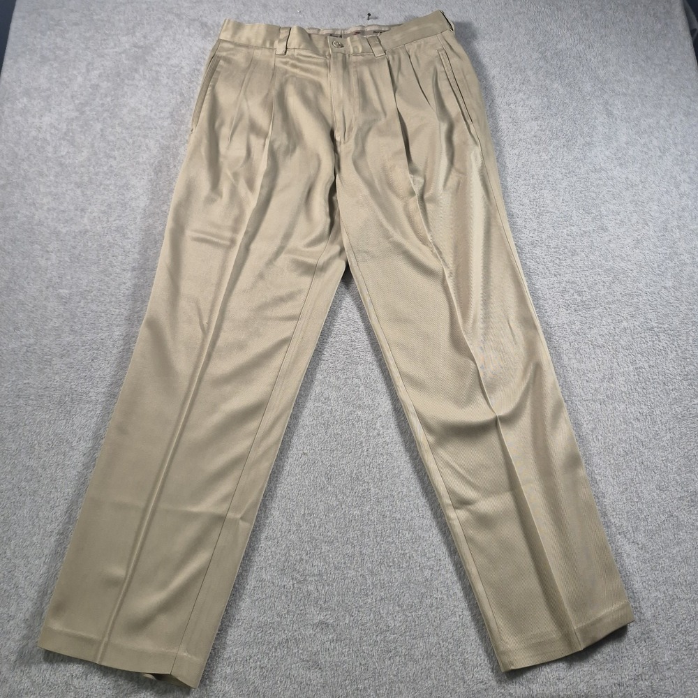 Tommy Bahama Silk Chino Pants Mens 32x30 Tan Pleated Lightweight Preppy Business